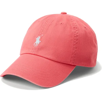 Gorra curva roja claro ajustable con logo blanco Cotton Chino Classic Sport de Polo Ralph Lauren