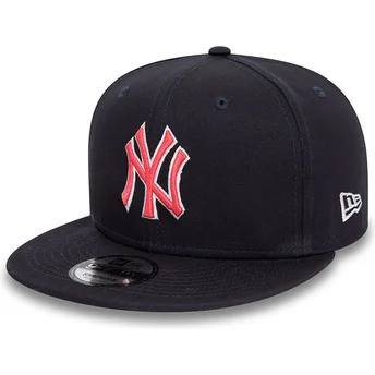 Gorra plana azul marino snapback con logo rojo 9FIFTY Outline de New York Yankees MLB de New Era