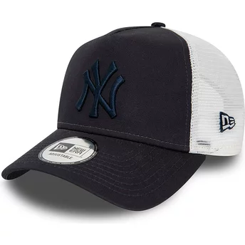 Casquette trucker bleue marine et blanche avec logo bleu marine A Frame League Essential New York Yankees MLB New Era