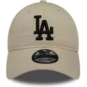new-era-curved-brim-black-logo-9twenty-league-essential-los-angeles-dodgers-mlb-beige-adjustable-cap