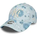 gorra-curva-azul-ajustable-para-mujer-9forty-floral-all-over-print-de-new-york-yankees-mlb-de-new-era