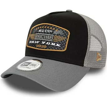 New Era A Frame Patch New York Racing Black and Grey Trucker Hat