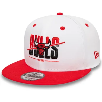 Καπέλο με ίσιο γείσο λευκό και κόκκινο snapback 9FIFTY White Crown των Chicago Bulls NBA από τη New Era