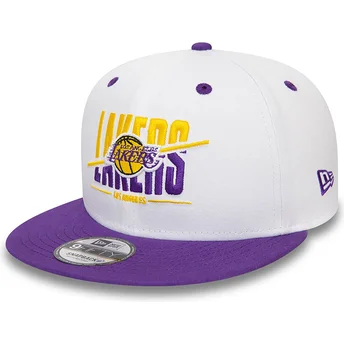 Λευκό και βιολετί ίσιο καπέλο snapback 9FIFTY White Crown Los Angeles Lakers NBA της New Era