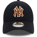 new-era-curved-brim-brown-logo-9twenty-boucle-new-york-yankees-mlb-navy-blue-adjustable-cap