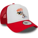 casquette-trucker-blanche-et-rouge-a-frame-character-daffy-duck-et-porky-pig-looney-tunes-new-era