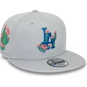 casquette-plate-grise-snapback-9fifty-flower-icon-los-angeles-dodgers-mlb-new-era