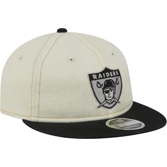 Ρετρό Καπέλο 9FIFTY με Επίπεδο Γείσο Μπεζ και Μαύρο Ρυθμιζόμενο Crown Denim των Oakland Raiders NFL από τη New Era