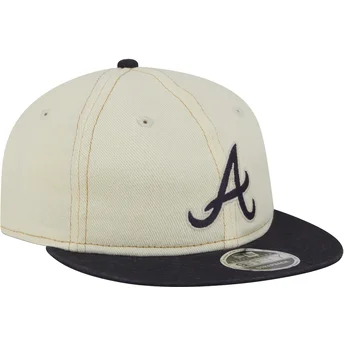 Καπέλο με ίσιο γείσο μπεζ και σκούρο μπλε 9FIFTY Retro Crown Denim των Atlanta Braves MLB από τη New Era