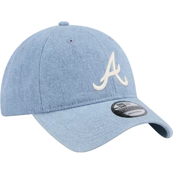 New Era Curved Brim 9TWENTY Washed Denim Atlanta Braves MLB Blue Adjustable Cap