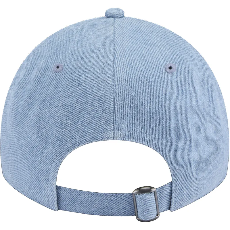 blaue-gebogene-verstellbare-kappe-9twenty-washed-denim-der-chicago-bulls-nba-von-new-era