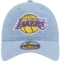 gorra-curva-azul-ajustable-9twenty-washed-denim-de-los-angeles-lakers-nba-de-new-era