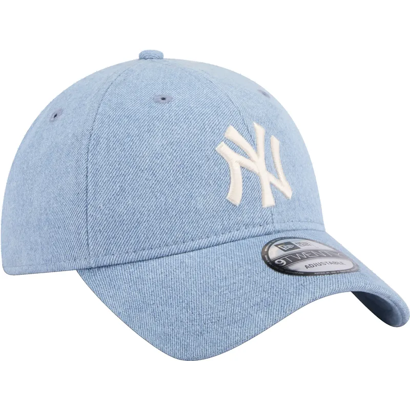 New Era Curved Brim 9TWENTY Washed Denim New York Yankees MLB Blue
