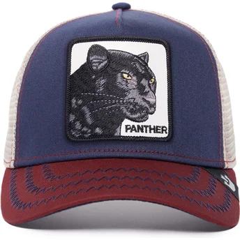 Gorra trucker azul marino, beige y roja pantera The Panther The Farm de Goorin Bros.