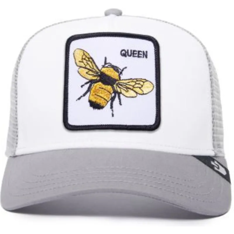 gorra-trucker-blanca-y-gris-abeja-the-queen-bee-the-farm-de-goorin-bros