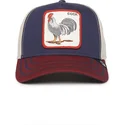 gorra-curva-azul-marino-beige-y-roja-snapback-gallo-cock-all-american-rooster-100-the-farm-all-over-canvas-de-goorin-bros