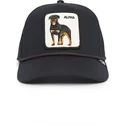 czarna-czapka-z-zakrzywionym-daszkiem-snapback-z-rottweilerem-alpha-dog-100-the-farm-all-over-canvas-od-goorin-bros