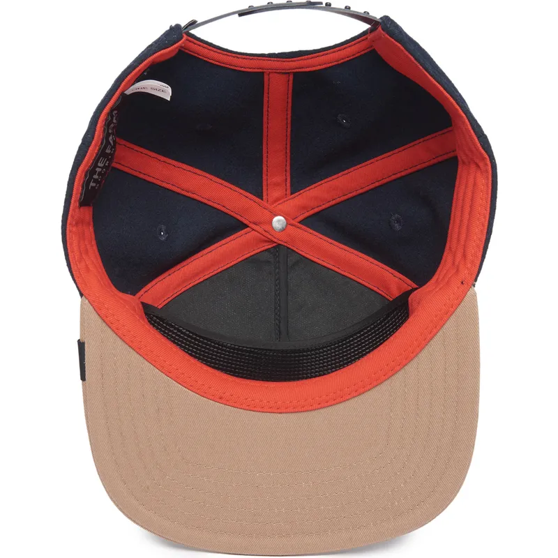 marineblaue-und-braune-flatcap-snapback-wolf-lone-wolf-one-pack-the-farm-flats-von-goorin-bros