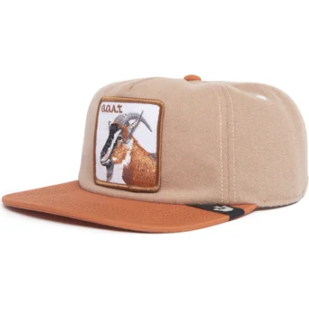 Braune flache Snapback-Kappe Ziege G.O.A.T. Alpine Base The Farm Flats von Goorin Bros.