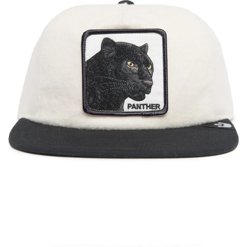 weisse-und-schwarze-flache-snapback-kappe-panther-black-panther-stealth-explorer-the-farm-flats-von-goorin-bros