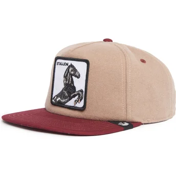 Καφέ και κόκκινο επίπεδο καπέλο snapback Stallion Free Rider The Farm Flats από την Goorin Bros.