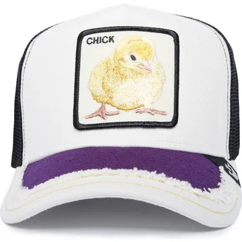 Gorra trucker blanca y negra pollito Silky Chick The Farm Silky Roots de Goorin Bros.