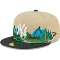 gorra-plana-marron-y-verde-ajustada-5950-team-landscape-de-new-york-yankees-mlb-de-new-era