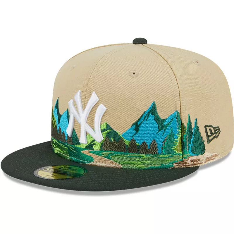 New Era Flat Brim 5950 Team Landscape New York Yankees Brown and Green Fitted Cap