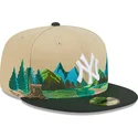 gorra-plana-marron-y-verde-ajustada-5950-team-landscape-de-new-york-yankees-mlb-de-new-era