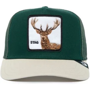 Czapka trucker zielono-biała jeleń Stag The Farm Premium Goorin Bros.
