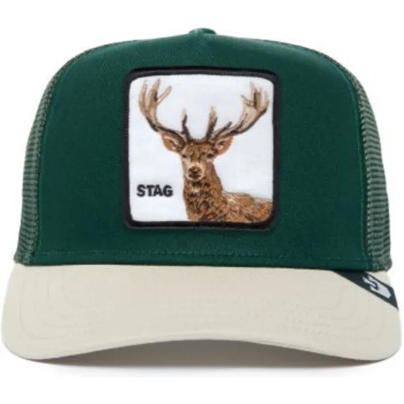 gorra-trucker-verde-y-blanca-ciervo-stag-the-farm-premium-de-goorin-bros