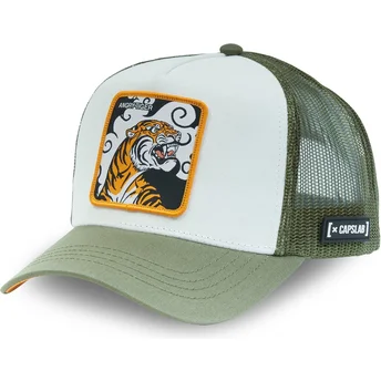 Καπέλο τράκερ λευκό και πράσινο τίγρη Angry Tiger CL4 TIG Beasts από Capslab