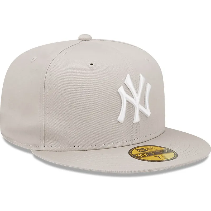 beige-angepasste-59fifty-league-essential-flat-cap-der-new-york-yankees-mlb-von-new-era
