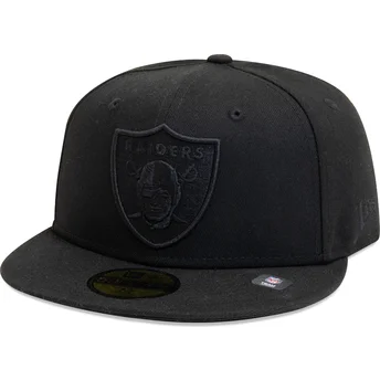 Μαύρο επίπεδο καπέλο με μαύρο λογότυπο 59FIFTY Essential των Las Vegas Raiders NFL της New Era