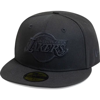 Svart justerbar flat keps med svart logotyp 59FIFTY Essential från Los Angeles Lakers NBA av New Era