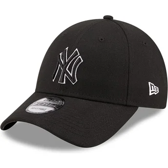 Svart böjd justerbar keps med svart logotyp 9FORTY Pop Outline från New York Yankees MLB av New Era