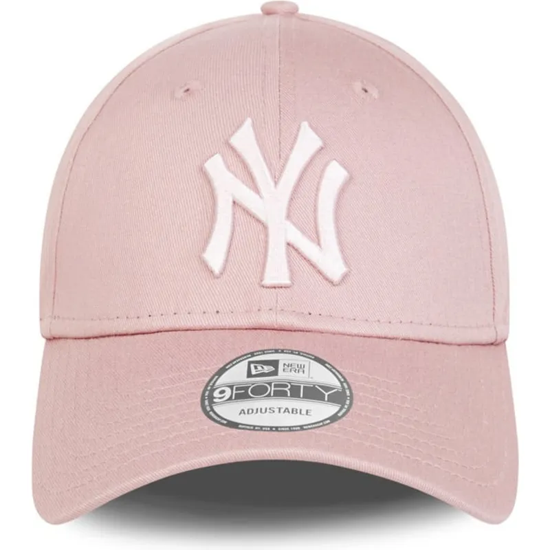 verstellbare-rosa-kappe-mit-gebogenem-schirm-und-rosa-logo-9forty-league-essential-der-new-york-yankees-mlb-von-new-era