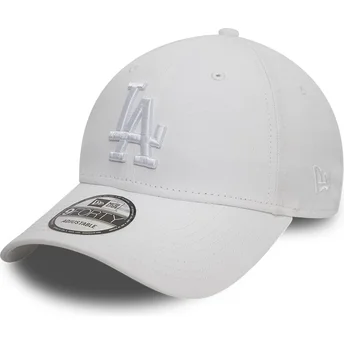 Gorra curva blanca ajustable con logo blanco 9FORTY League Essential de Los Angeles Dodgers MLB de New Era