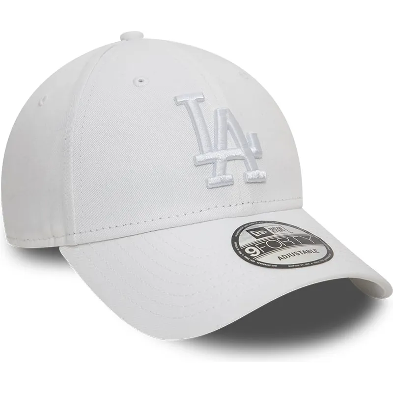 vit-justerbar-kurvad-keps-med-vit-logotyp-9forty-league-essential-fran-los-angeles-dodgers-mlb-av-new-era