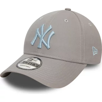 New Era Curved Brim Blue Logo 9FORTY League Essential New York Yankees MLB Grey Adjustable Cap