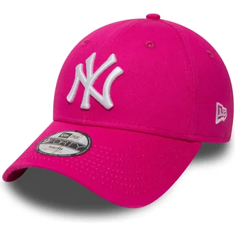 gorra-curva-rosa-ajustable-para-nino-9forty-essential-de-new-york-yankees-mlb-de-new-era