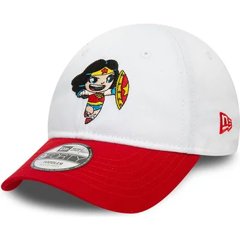 Gorra curva blanca y roja ajustable para niño de Wonder Woman DC Comics Hero de New Era