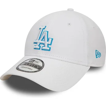 Gorra curva blanca ajustable con logo azul 9FORTY Team Outline de Los Angeles Dodgers MLB de New Era