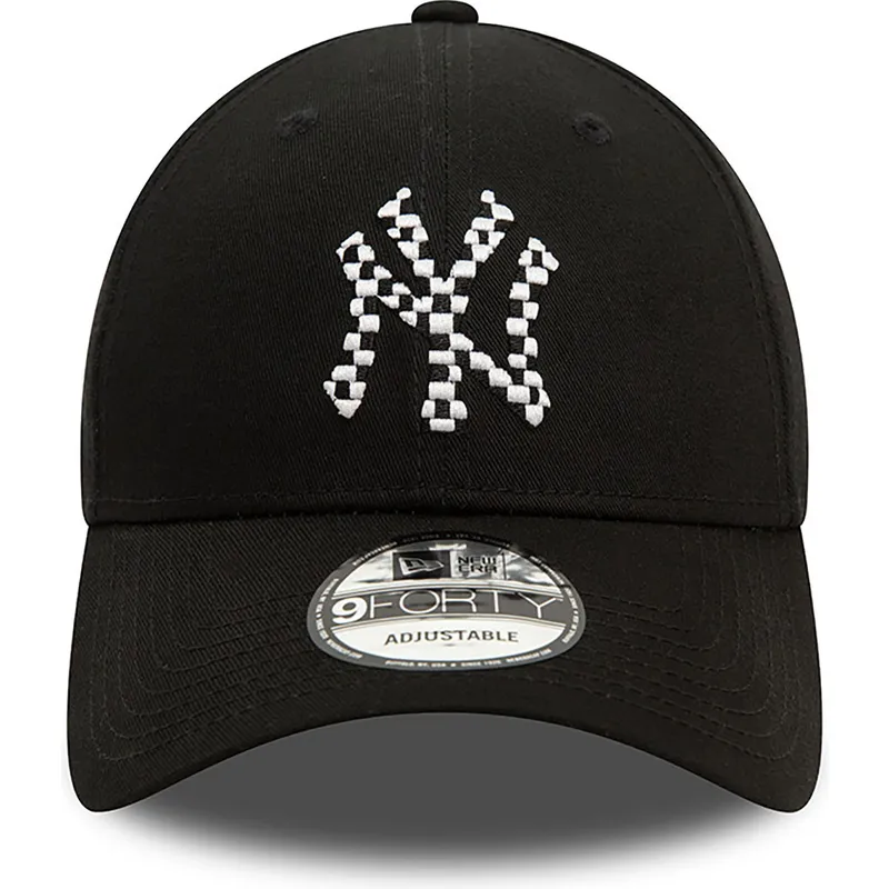 schwarze-verstellbare-curved-cap-9forty-seasonal-infill-der-new-york-yankees-mlb-von-new-era