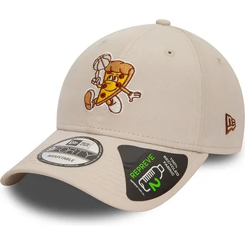 Gorra curva beige ajustable 9FORTY REPREVE Basketball Pizza de New Era