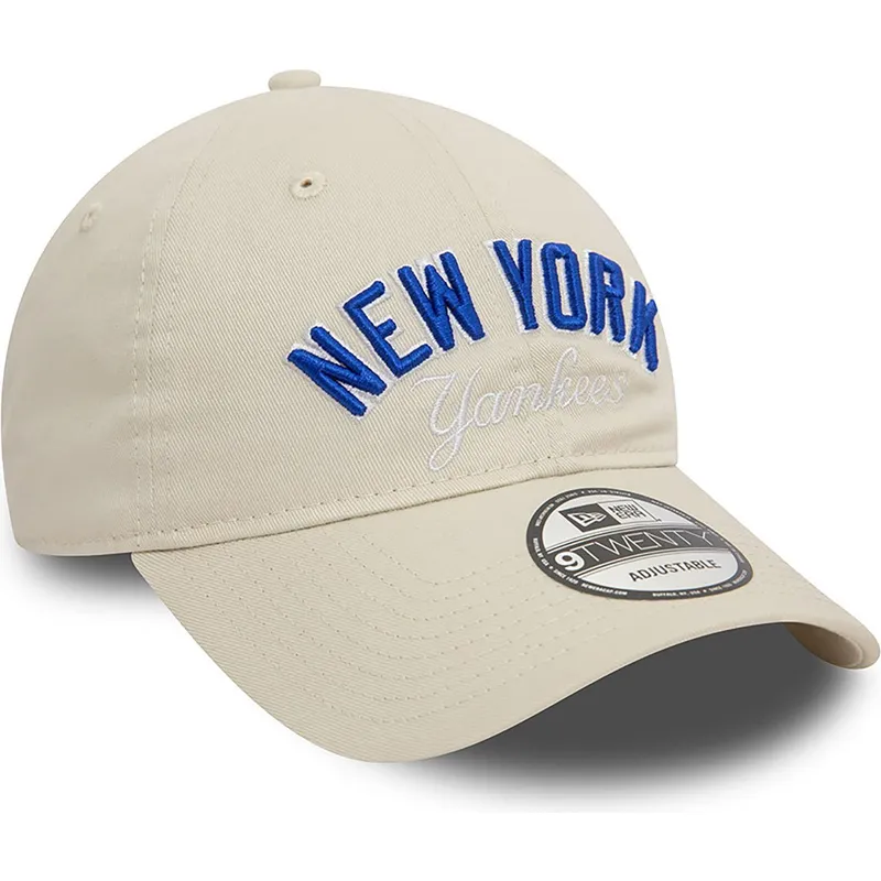 bojd-beige-justerbar-keps-9twenty-wordmark-fran-new-york-yankees-mlb-av-new-era
