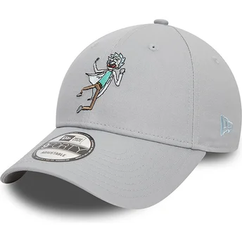 Gorra curva gris ajustable 9FORTY Character de Rick Sanchez Rick y Morty de New Era