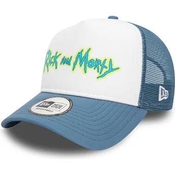 Gorra trucker blanca y azul A Frame Character de Rick y Morty de New Era