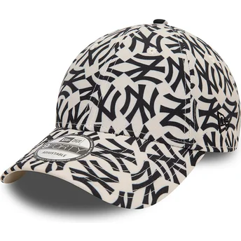 Verstellbare 9FORTY Monogramm Kappe in Beige und Schwarz der New York Yankees MLB von New Era