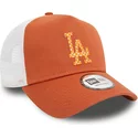 new-era-a-frame-seasonal-infill-los-angeles-dodgers-mlb-brown-and-white-trucker-hat
